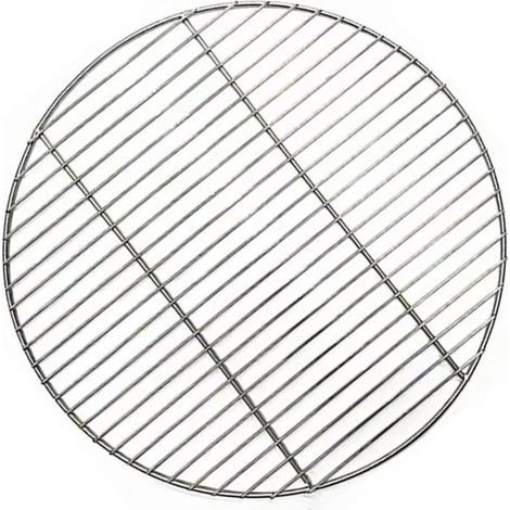 Griglia rotonda in acciaio inox per barbecue, campeggio, cottura a rete, diametro 38 cm, struttura saldata resistente. (1/3)