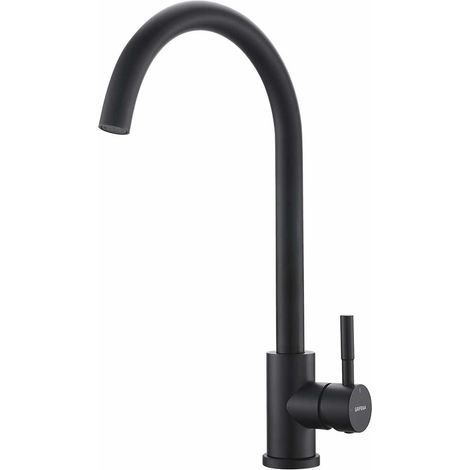 1 Robinet De Cuisine, Acier Inoxydable, Noir, Mitigeur Monocommande, Pour Évier (1/5)