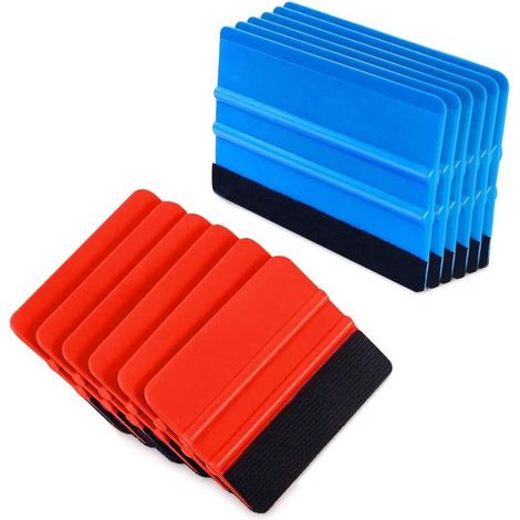 Kit d'essuie-glaces pour vitres teintées et pose d'autocollants - 10 pièces, rouge + bleu (1/5)