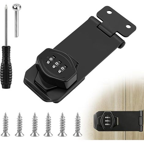 Cabinet Combination Lock Cabinet Password Latch Furniture Combination Lock Door Cupboard Lock with 3 Digit Rotating Hasp Code for Doors Box Cabinets (Black) (1/5)