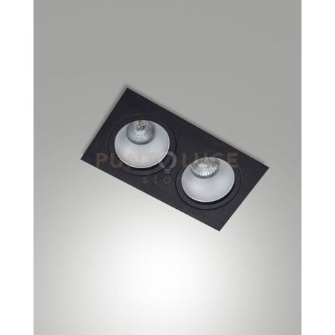 LEON CORNICE DI FARETTI INCASSO 2 LUCI NERA ATTACCO GU10 24X12,8CM