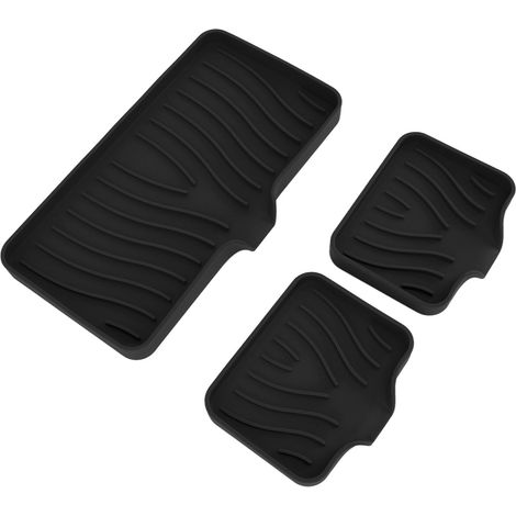 Porte-savon de cuisine en silicone noir, avec déflecteur d'évier et porte-éponge pour salle de bain et toilettes. (1/5)