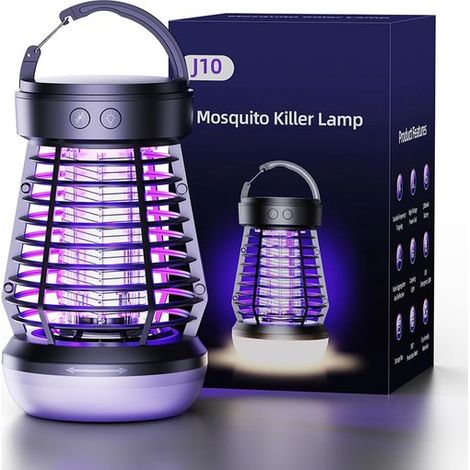 Anti-Insectes Électrique - Noir - Répulsif Anti-Moustiques Portable - Lampe Anti-Moustiques Électrique UV avec LED - Piège à Moustiques Étanche pour (1/5)