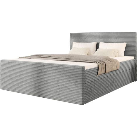 Lit Tilia Iii - Gris - 180x200 Cm - Lit Boxspring - Lit Moderne - Matelas À Ressorts Bonnell (1/5)