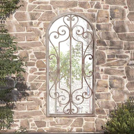 Miroir de jardin-Miroir décoratif-Miroir d'extérieur Sable 100x45cm Fer pour utilisation extérieure 960400 (1/5)