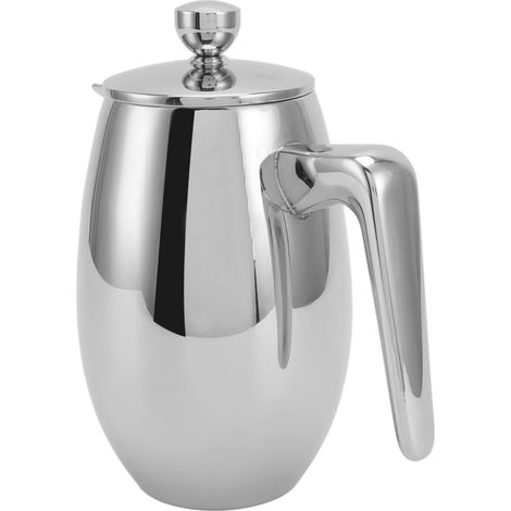 French Press Teekanne aus doppelwandigem Edelstahl 304 mit U-förmiger Öffnung für die Handbrühmethode, 350 ml (1/5)