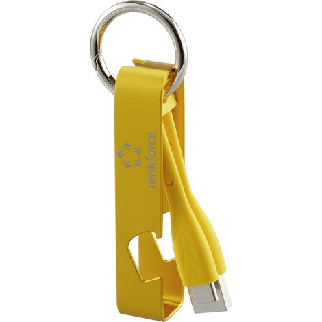 Renkforce USB-Kabel USB 2.0 USB-A Stecker, USB-C® Stecker 0.15 m Gelb Schlüsselanhänger, Flaschenöf (1/5)