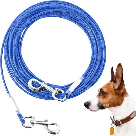 Laisse pour chien, 15 m, laisse anti-mastication, pour chiens de taille moyenne à grande (nouveau bleu, 15 m) (1/5)