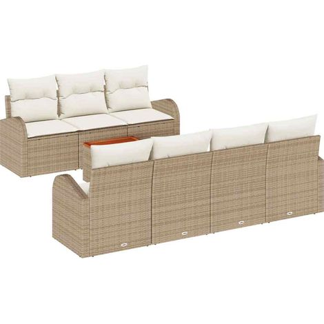 Garden Sofa Set with Cushion 8 pcs Beige Poly Rattan vidaXL (1/5)