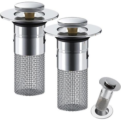 2-teiliger Edelstahl-Bodenablauffilter, Universal-Spülbeckenablaufstopfen, Pop-Up-Spülbeckenstopfen, Abflussfilter