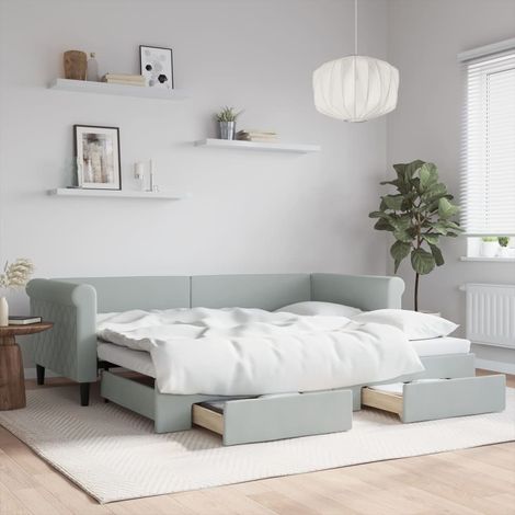 Lit de jour avec gigogne et tiroirs-Canapé-lit avec Rangement sans matelas 90x200 cm 246090 (1/5)