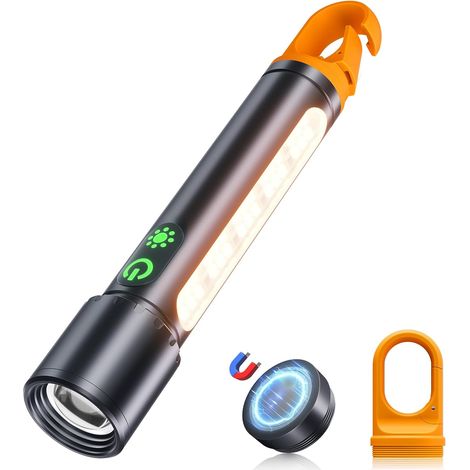 Taschenlampe LED Aufladbar 500000 Lumen, 9 Modi LED Taschenlampe Extrem Hell XHP90.2 Zoombare & IPX7 wasserdicht, Starke Taschenlampen für Camping, Wandern, Notfälle (1/5)