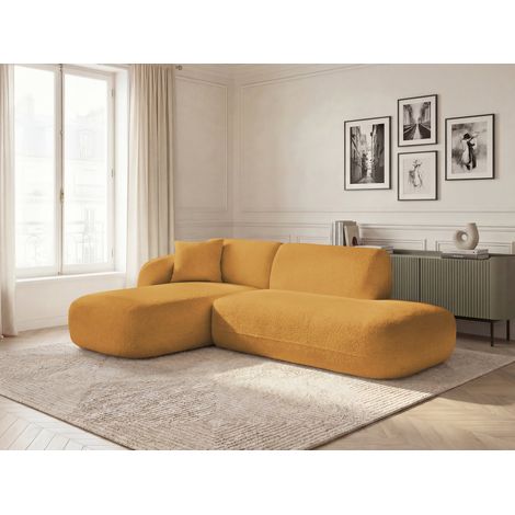 BOBOCHIC - Canapé d'angle fixe modulable ANDA avec 1 méridienne et 1 chauffeuse bout de canapé Angle gauche  Jaune (1/5)