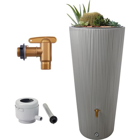 Réservoir d'eau de pluie VASO Decor 220L – Polyéthylène résistant aux intempéries – Dimensions 580x580x1200mm – Kit de raccordement inclus – 4Rain (1/5)