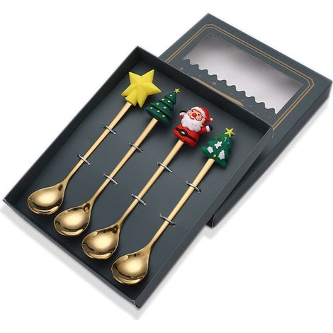 Cuillère De Noël - En Acier Inoxydable - Pour Café Thé Soupe Dessert - Set De Cuillères Festives - 6 Pièces (1/5)