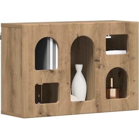 Meuble de Rangement Suspendu ELST en Chêne Massif Artisanal, 60x20x40 cm (1/5)