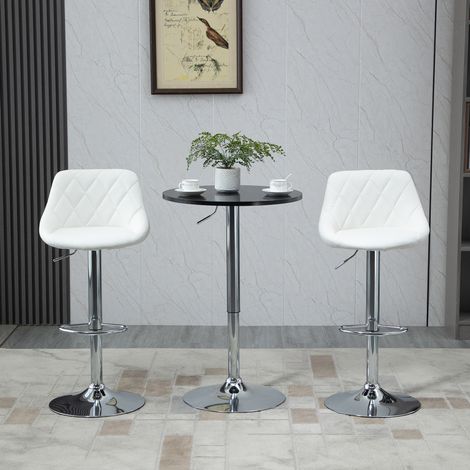 Mesa de bar redonda regulable en altura, tablero giratorio, Ø61 cm, MDF negro HAVRYA (1/5)