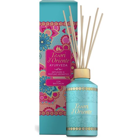 Tesori d'Oriente - Diffusore Ayurveda, Profumatore per Ambienti con Bastoncini, con Oli Essenziali dalle Note di Amla e Patchouli, Deodorante Casa, 200ml (1/3)