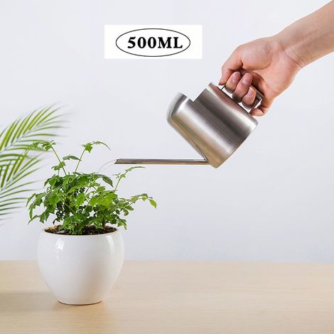 Arrosoir En Acier Inoxydable - Bec Allongé Pour Un Arrosage Précis - Pour Plantes Intérieures Et Extérieures - Capacité 500 Ml - 1 Pièce (1/5)