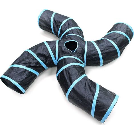 Tunnel pour Chat, 2 Voies/3 Voies/4 Voies/5 Voies Tubes de Tunnels Pliable Jouet Labyrinthe Interactif pour Petits Animaux, Petit Lapin, Chaton, Chiot, Furet, Cochons d’Inde (4 Voies) (1/4)