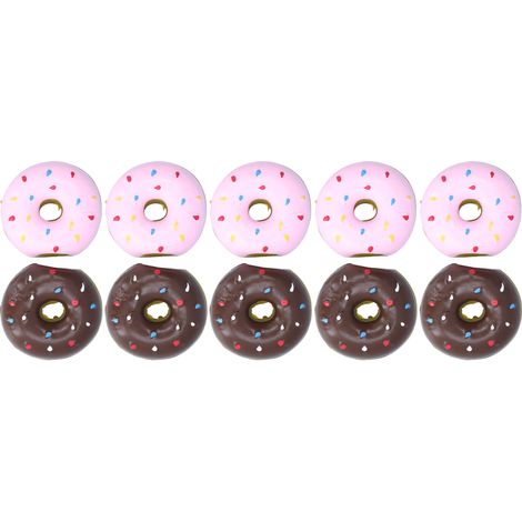 Lot de 10 jouets à mâcher pour chien en latex souple en forme de donut, avec couineur, pour jouer à rapporter et mâcher de manière interactive. (1/5)