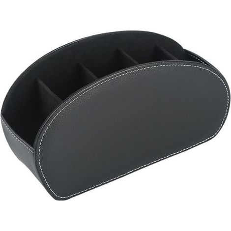 Étui à télécommande en cuir, boîte de rangement multifonctionnelle à 5 compartiments, boîte de rangement pour télécommandes TV (1/3)