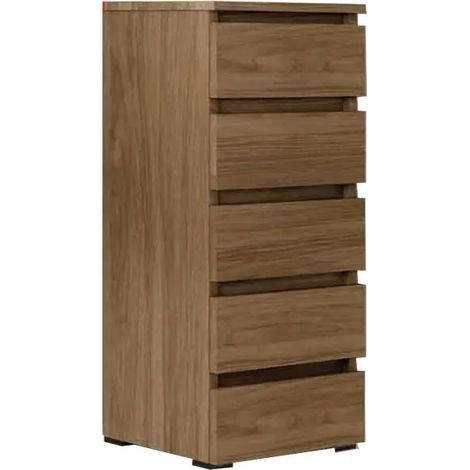 Kommode in naturbelassenem Nussbaum mit 5 Schubladen h127 x b47 x t40 cm