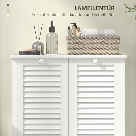 Wäscheschrank 70 x 38 x 73 cm aus weißem MDF mit 2 Kippkörben – MEUBLIV (1/5)