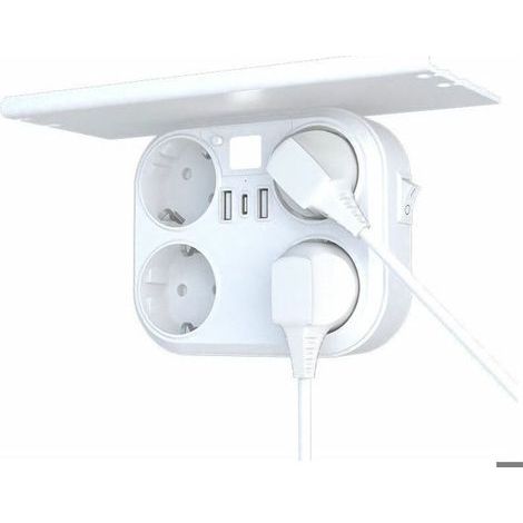 Mehrfach-USB-Steckdosenleiste, Wandsteckdosenleiste mit 4 französischen Steckdosen, 4000 W und 2 USB-Anschlüssen, 6 (1/4)