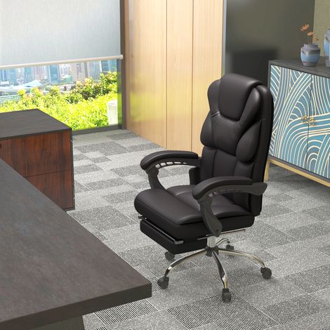 Silla de Oficina con 6 Puntos de Masaje Silla de Escritorio Reclinable de PU con Control Remoto 63x57x118-126 cm Marrón (1/5)