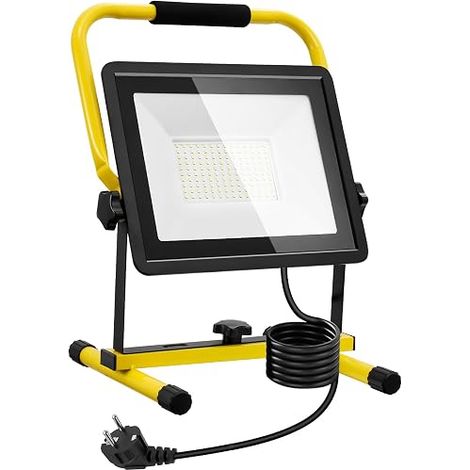 100 W LED Floodlight, 10000 LM Cool White, IP66 Waterproof, Portable with 9.84 FT Cable, Aluminium and Glass, Modern for Outdoor, Garage, Workshop (1/5)
