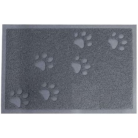Katzenstreu-Unterlage-Set mit rutschfester Unterseite, verhindert das Verstreuen von Katzenstreu, ist leicht zu reinigen, wasserdicht und weich für die Pfoten (40 x 30 cm, Grau) (1/4)