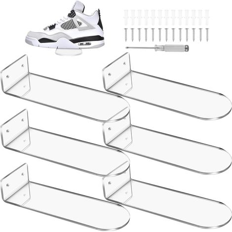 Set mit 8 schwebenden Schuhregalen zur Wandmontage, transparente Acryl-Schwebregale zur Präsentation der Sneaker-Sammlung (1/5)