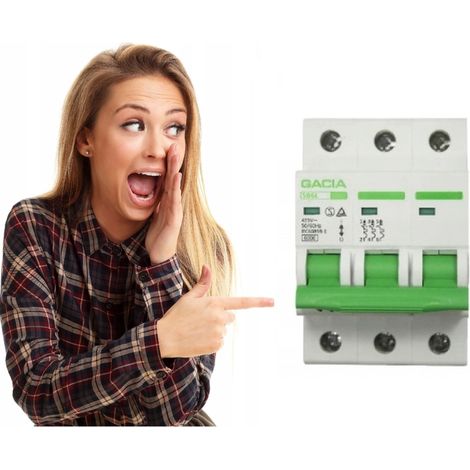 Gacia Disjoncteur B20 - 20A - 3P - Protection Surtension - Indicateur de Fonctionnement (1/5)