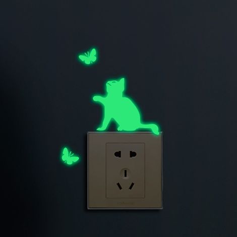 Stickers muraux lumineux créatifs, stickers pour interrupteurs, stickers décoratifs amovibles pour salle de bain et chambre, stickers fluorescents décoratifs. (1/5)