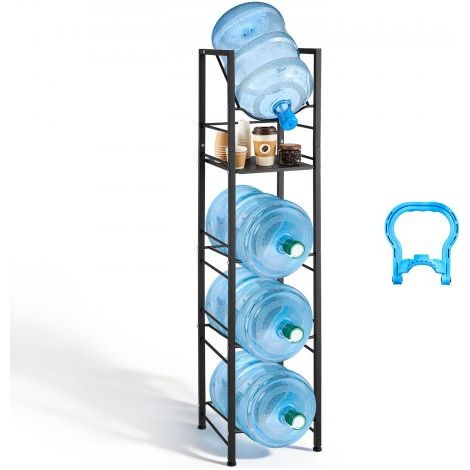 Estante para Garrafas de Agua, Soporte para Botellones de Agua, Estantería Metálica de 5 Niveles para 4 Botellas de 11/19 L, Diseño Antivuelco, Organizador de Almacenamiento para Oficina Cocina (1/5)