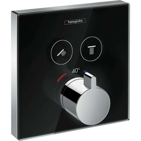 Hansgrohe ShowerTablet ShowerSelezionare il termostato in vetro, da incasso, 2 utenze, colorazione: cromo/nero - 15738600 (1/3)