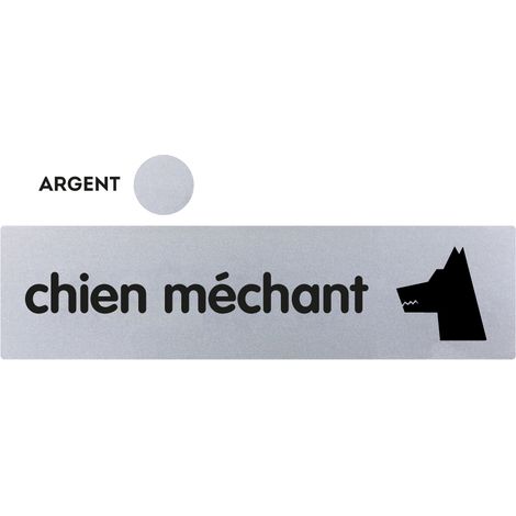 Plaque de porte Chien méchant - Classique argent 170x45mm - 4320274
