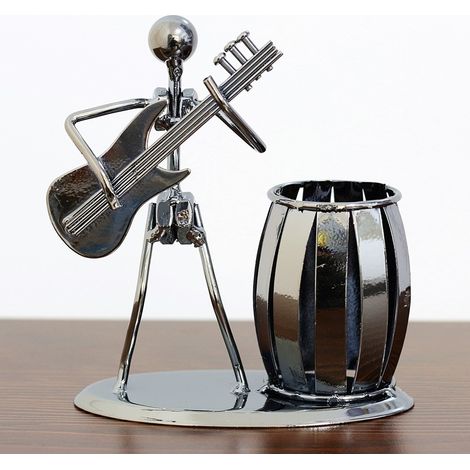 Boîte de rangement pour stylos (basse électrique) - Accessoires de bureau créatifs pour guitare - Porte-stylo en métal multifonctionnel (1/4)