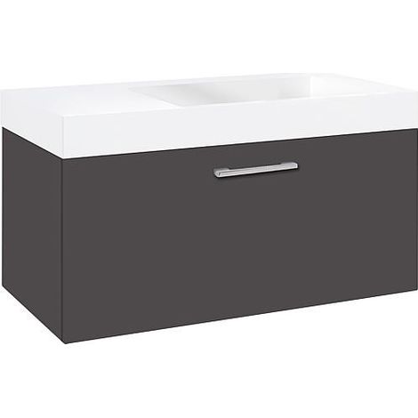 WTU+WTU en fonte minérale ELISA anthracite mat 1 tiroir 905x534x505mm (1/3)