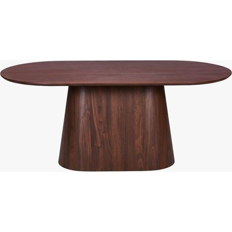 Mobilier Deco – Table à manger ovale 180 cm en MDF couleur bois foncé – Pied conique moderne – Design élégant pour salle à manger (1/5)