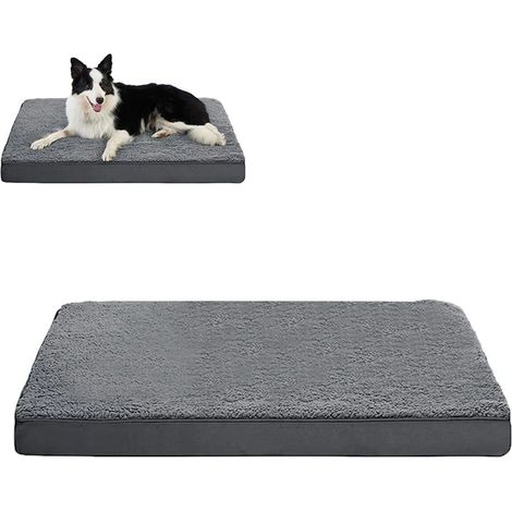 Tapis de couchage pour chien, coussin réversible pour cage gris foncé, matelas moelleux pour niche et chenil, literie pour animal de compagnie, taille unique (1/3)