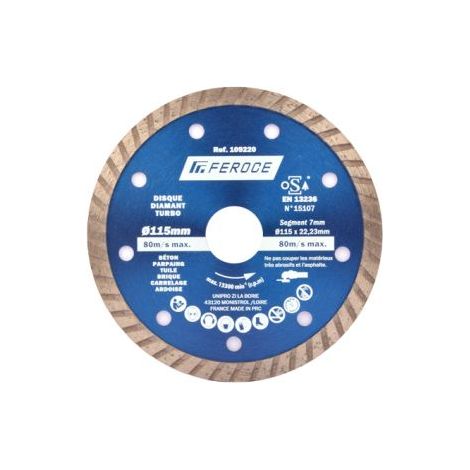 Disque Diamant Turbo 115 x 22.2mm FEROCE (1/2)