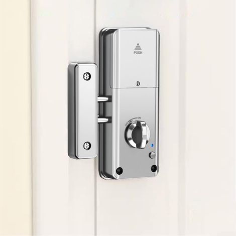Serrure de porte invisible, clavier tactile, entrée d'empreintes digitales, argent (1/5)