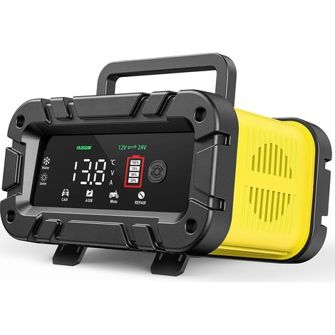 12v/24v 20A Chargeur Batterie Voitures, Chargeur Intelligent Batterie avec Automatique Réparation Fonction et Écran LCD, Chargeur Batterie Lithium pour Voiture Moto Camion,AGM,Gel,SLA (1/5)