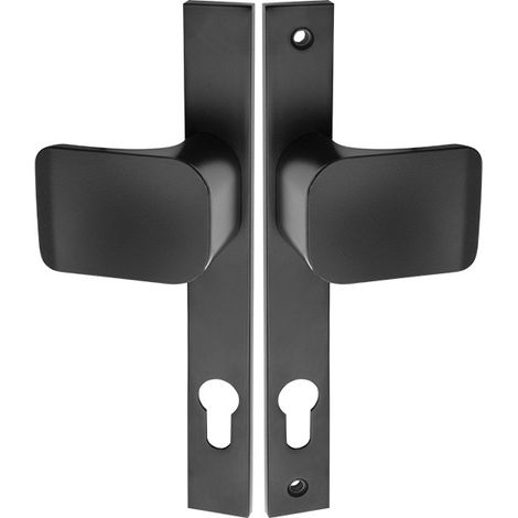 Pomo de puerta para portones, negro, magnético, inserto de acero de 90 mm (1/4)