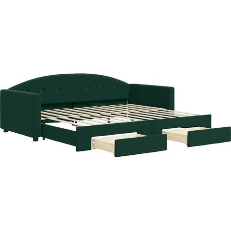 Maison Exclusive - Divano Letto Estraibile Cassetti Verde Scuro 90x200cm Velluto