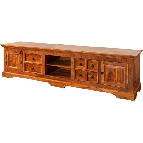 mobile TV in legno di Acacia 220x50x55 miele dorato laccato OXFORD 0341