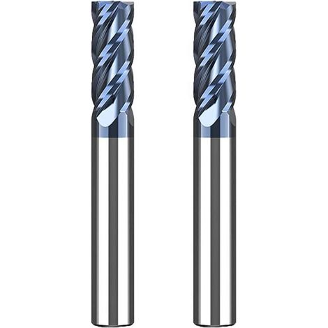 Lot de 2 fraises en carbure 8 mm, 4 dents/4 coupes, revêtement noir AlTiN, fraise CNC, fraise en carbure monobloc 8 mm pour métal, bois, acrylique, plastique (8 mm)