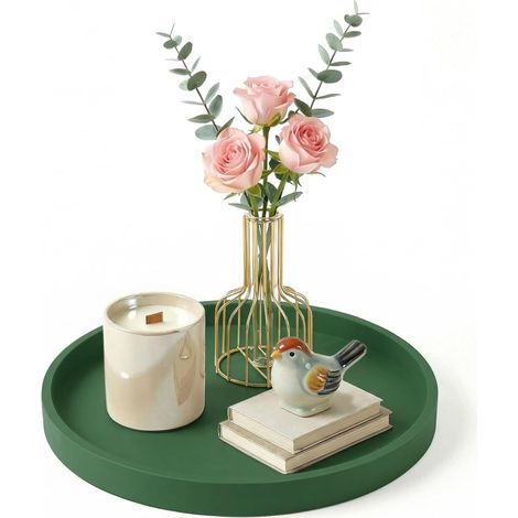 Plateau décoratif rond en silicone 23 cm, idéal pour cosmétiques, bijoux et flacons. (1/5)